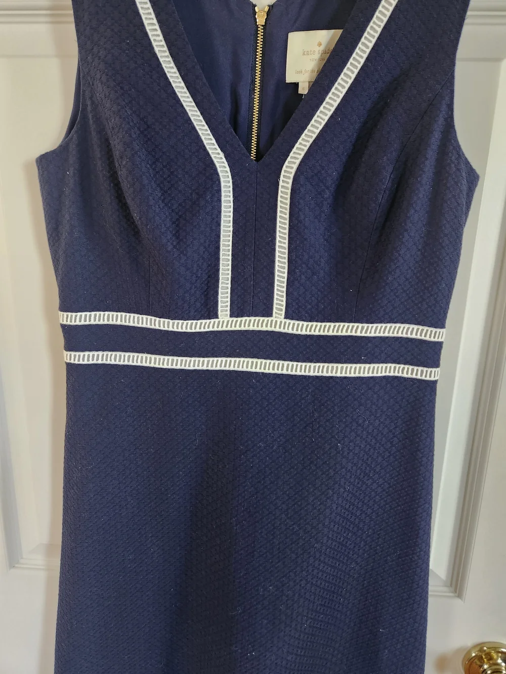 kate spade Navy A-Line Dress with White Trim